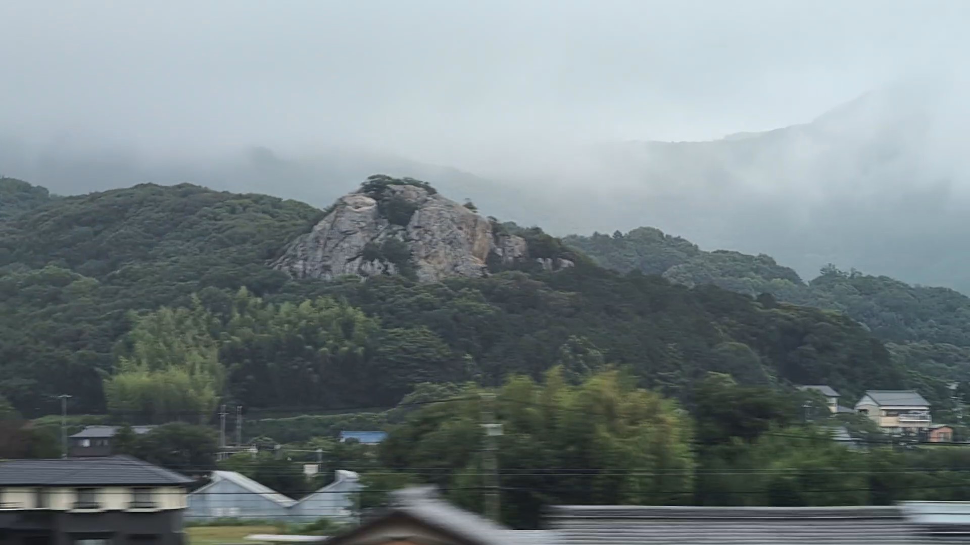 林から突き出す豊橋の立岩