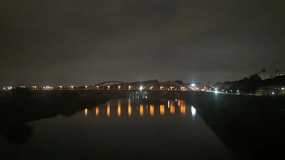 Maruko Bridge area from the Shinkansen at night